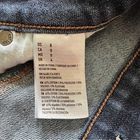 American Eagle Jean Shorts Next Level Stretch Hi Rise Shortie Distressed Size 0 - Picture 2 of 12